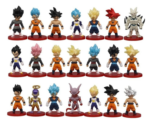 Pack 21 Bonecos Dragon Ball Goku Vegeta Li Shenlong Dragão