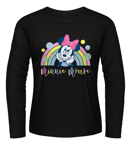 Playera Minnie Mouse Arcoiris Manga Larga