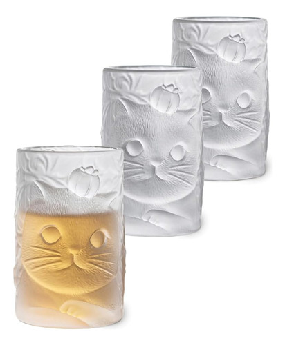 Tazas De Té De Cristal Para Gatos (juego De 3). Vasos De Vid