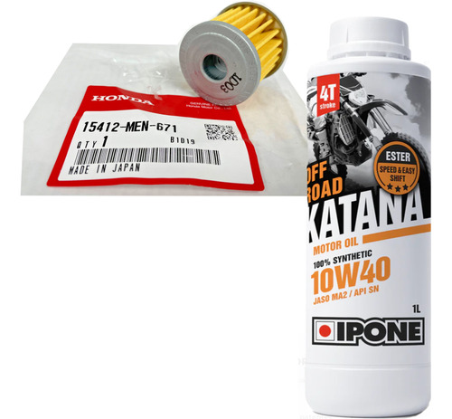 Aceite Ipone Katana Off Road + Filtro Aceite Crf 240/450 Cut