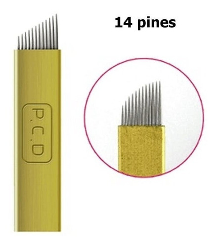 Agujas Para Microblading Biseladas De 14 Pins (20 Unidades)