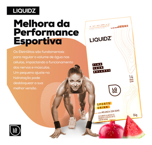 Isotônico Liquidz Sport Drink Cx 14 Doses - Melancia C/ Roma