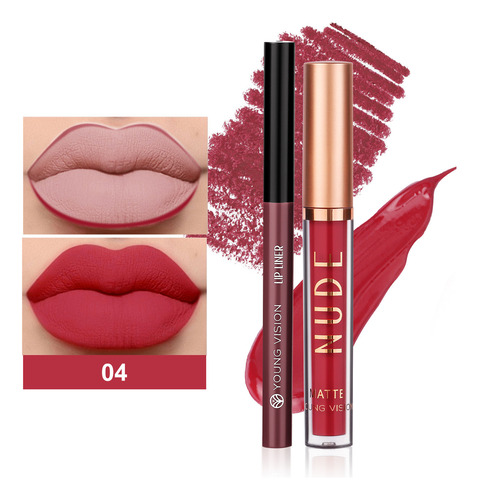 Set De Lápiz Labial Líquido Mate G Lip Gloss Y Lápiz Delinea