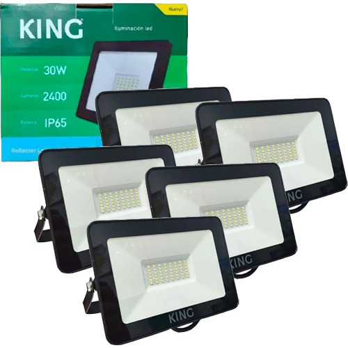 5 Reflectores Led Exterior King 30w Proyector Luz Fría