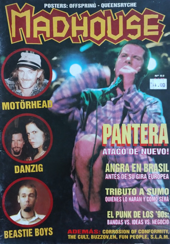 Revista Madhouse 52 Mayo 1995 Pantera Motorhead Angra Danzig