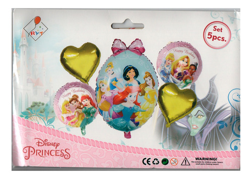 Globo Set Princesas Ariel Aurora Cenicienta Rapunzel 5pz