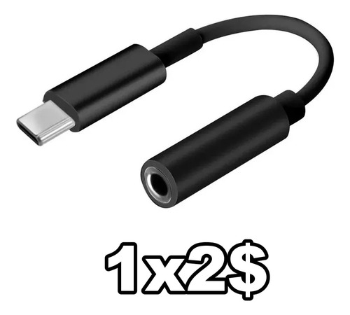 Adaptador De Audifonos Tipo C Auxiliar 3.5 Mm Negro