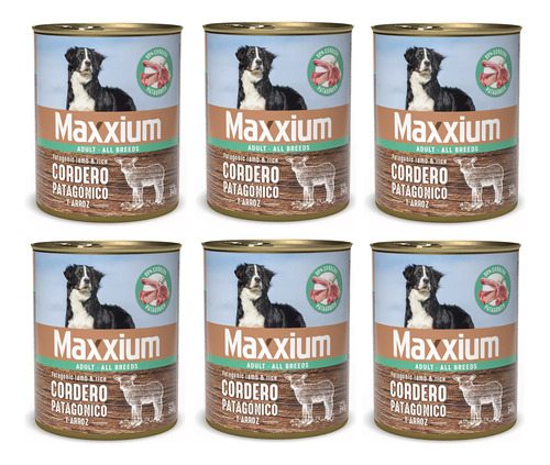 Alimento Húmedo Maxxium Perro Lata 99% Cordero 340gr X6unid