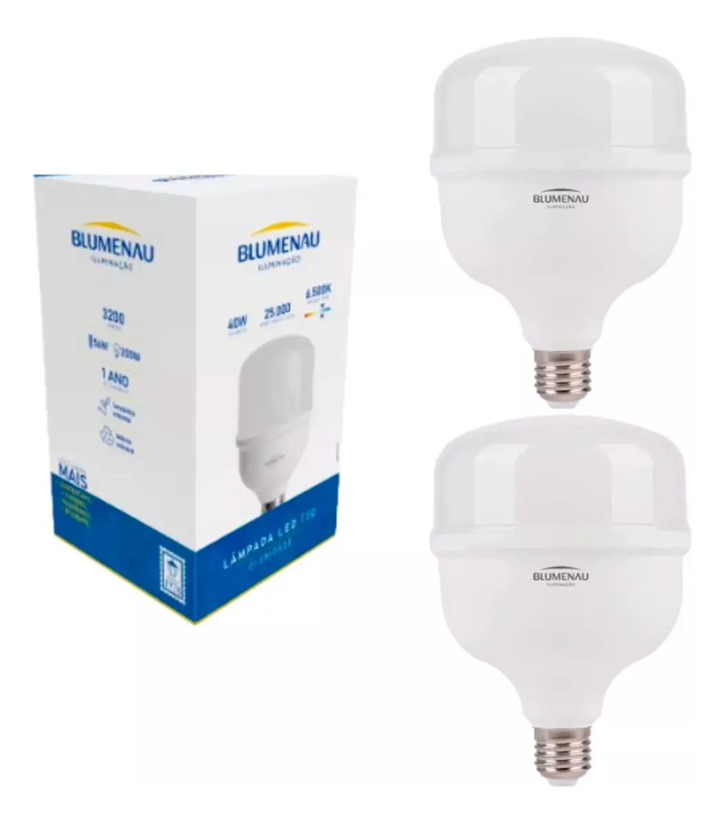 Kit 2 Lâmpadas LED 30W Blumenau Bulbo E27 Branco Frio 6500K 2400lm