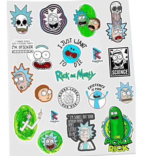 Planilla Stickers Rick And Morty 28cm Aprox