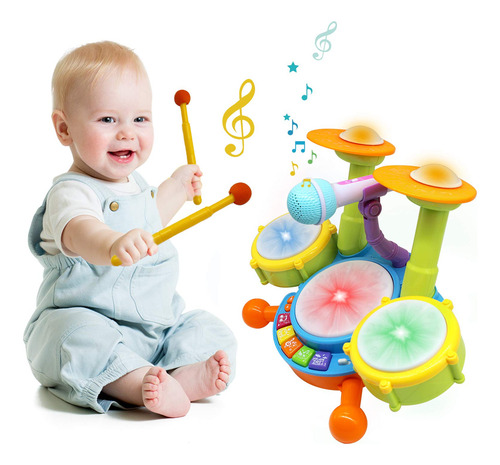Juego De Batería Musical Niños Pequeños Rojo Navidad 12