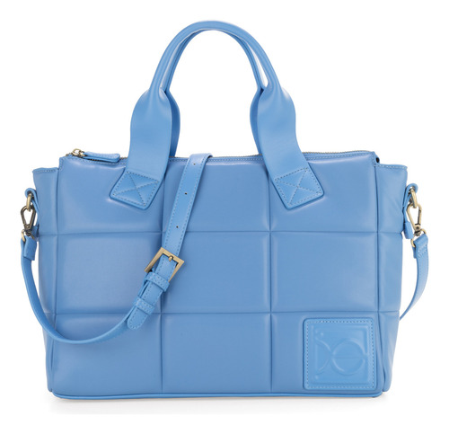 Bolsa Tote Cloe Para Mujer Diseño Acolchado Con Parche Color Azul