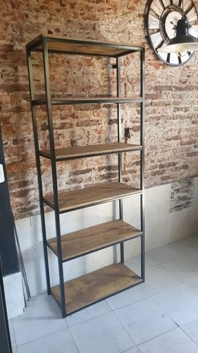 Biblioteca Industrial 250x30x100 Reforzada Hierro Madera