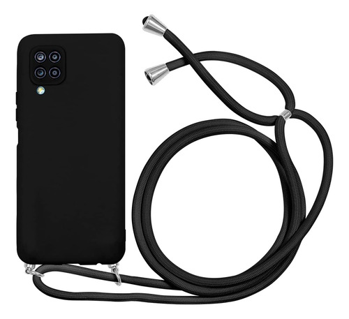Funda Silicona Para Galaxy A12/m12 Con Cordón Ajustable+mica