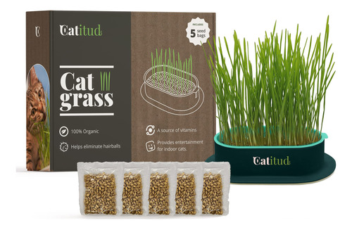 Catitud | Kit De Cultivo De Hierba Para Gatos Con 5 Paquetes