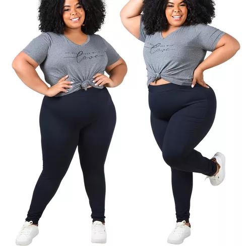 Calça Legging Plus Size Feminina Zero Transparência Cós Alto