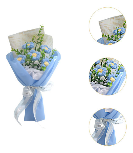 Ramo De Flores De Crochet Flowet Bouquet De Punto De Azul