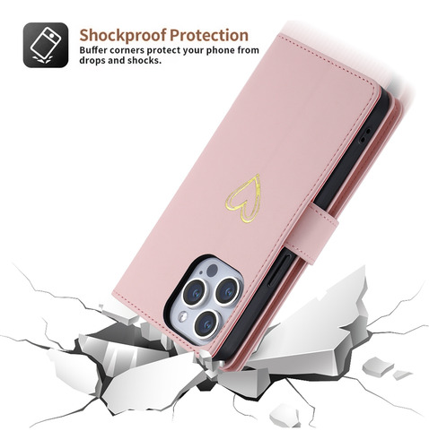 Funda Para Teléfono Tipo Cartera De La Serie Sharp Con Adornos Y Pulsera Con Ranuras Para Tarjetas