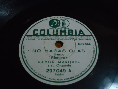 Pasta Ramon Marquez Y Su Orquesta Columbia 297049 C65