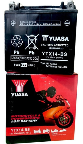 Bateria Yuasa Ytx14-bs Gel 12v 12ah Bmw F650 - Fas Motos