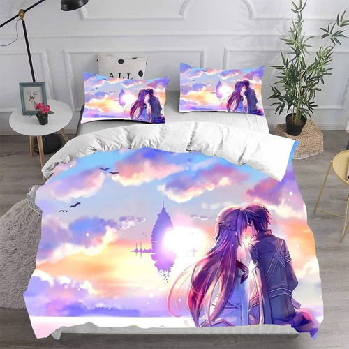 Juego De Ropa De Cama Pareja Sword Art Online, Cama Doble