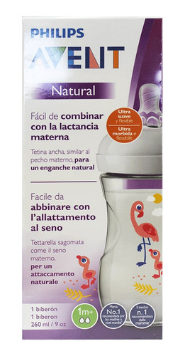 Biberon Avent Natural Flamingo 1mes 260ml 9oz