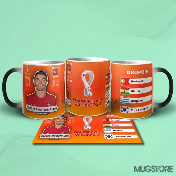 Taza Mágica Cristiano Ronaldo Figurita Mundial Qatar 2022