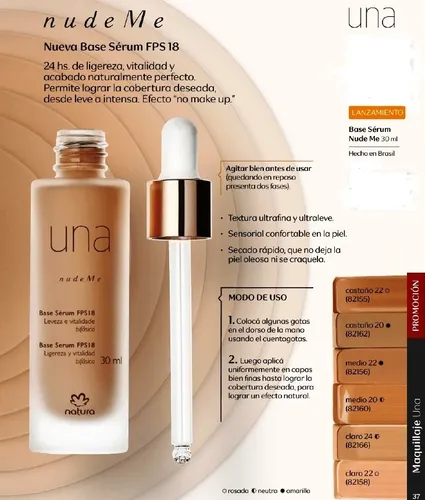 Base Serum Nude Me Medio 22 Una Natura Caballito En Stock
