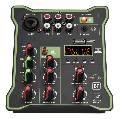 Tuner Sound Mixer Pantalla De Audio Integrada Que Mezcla 5 C
