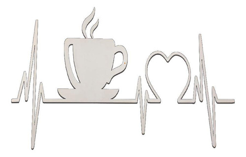 Placa Decorativa Cardiograma Café Mdf Branco