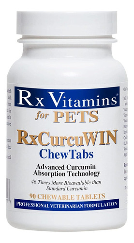 Curcumina Para Mascotas Rx Vitamins 90 Tabletas Masticables