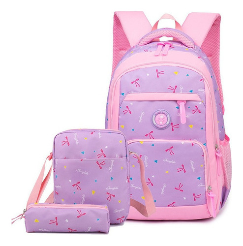 Conjunto De 3 Peças De Mochila Rosa Para Meninas De 7 A 10 A