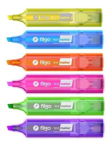 6 Marcador Resaltador Fluo Filgo Text Maker Colores