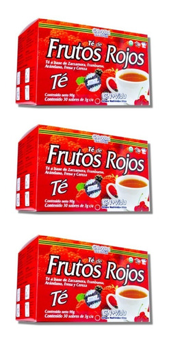 Paquete X3 Tè Frutos Rojos Fresa,frambuesa,cereza /gn+vida