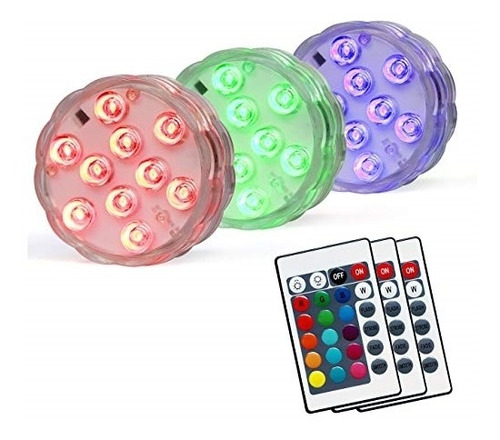 Luces Led Sumergibles Para Piscina, 16 Colores 4 Modos