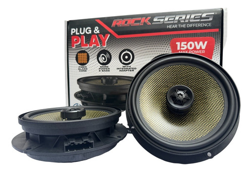 Bocinas 6.5 Pulgadas Rock Series Vw Plug & Play Rks-vw165c Color Negro