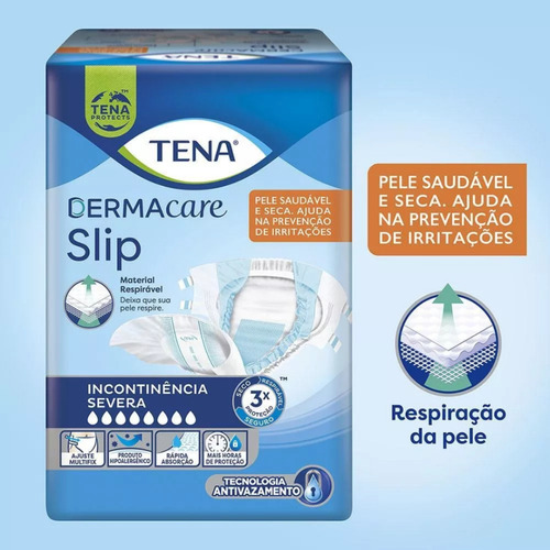 Kit 2 Fraldas Geriátrica Tena Dermacare Slip Jumbo 16 Und.