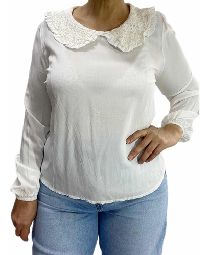 Camisa Con Cuello De Broderie Xl