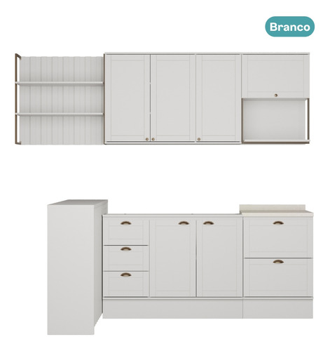 Cozinha completa Milla Pro 100% mdf branco Carraro