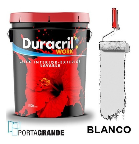 Imagen 1 de 8 de Pintura Latex Work Interior Exterior Duracril 20 Lts