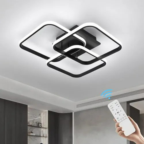 Luz De Techo Led Moderna Negra, Dimerizable Con Control Remo