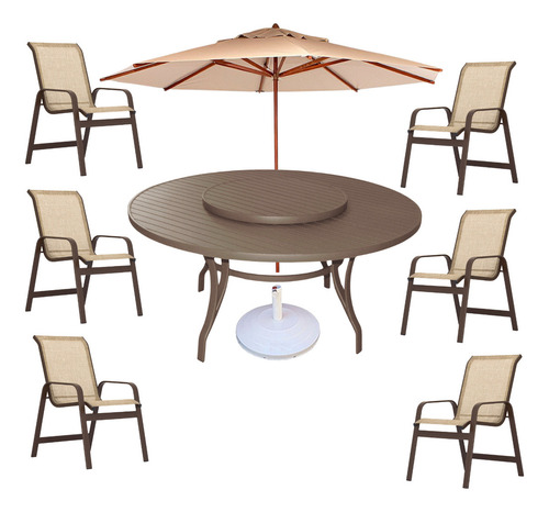 Jogo Conjunto De Mesa Para Área Externa, Piscina, Varanda Estrutura Marrom-claro