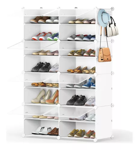 HOMIDEC Organizador de zapatos de 8 niveles para armario, armario de  almacenamiento de zapatos de 32 pares, blanco, metal