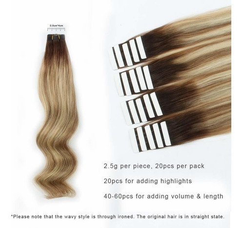 Extensiones Cabello Real 18in 50gr Marrón Ash Con Raíz Oscur