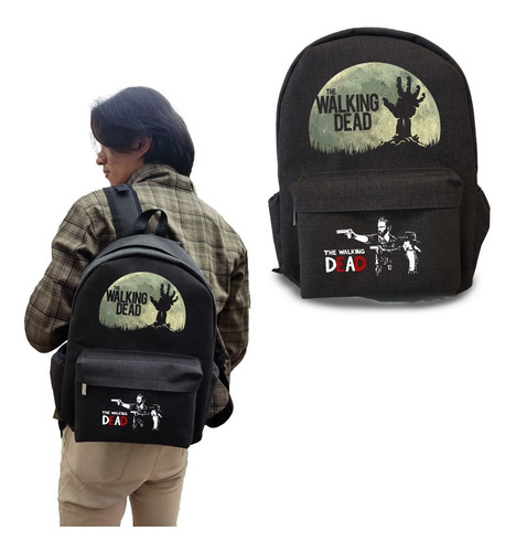 Mochila Negra De Sublimado The Walking Dead En Promocion 