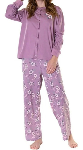 Pijama Algodón Estampado Botones Mujer