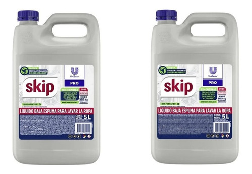 Jabón Líquido Skip Baja Espuma Unilever 5 Lts X 2 Unidades