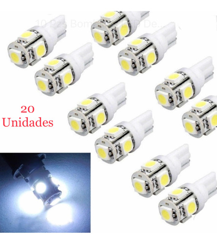 Led Cola De Pescado T10 5050 5 Leds Smd (20 Unid.)