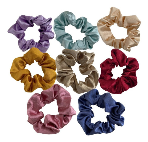 Scrunchies Liga Dona Para Cabello Satinadas Kit 8 Piezas A