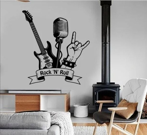 Vinil Decorativo Guitarra Rock And Roll